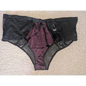 NWT Torrid Curve Satin Lace Tanga Panty Purple Black SIZE 3